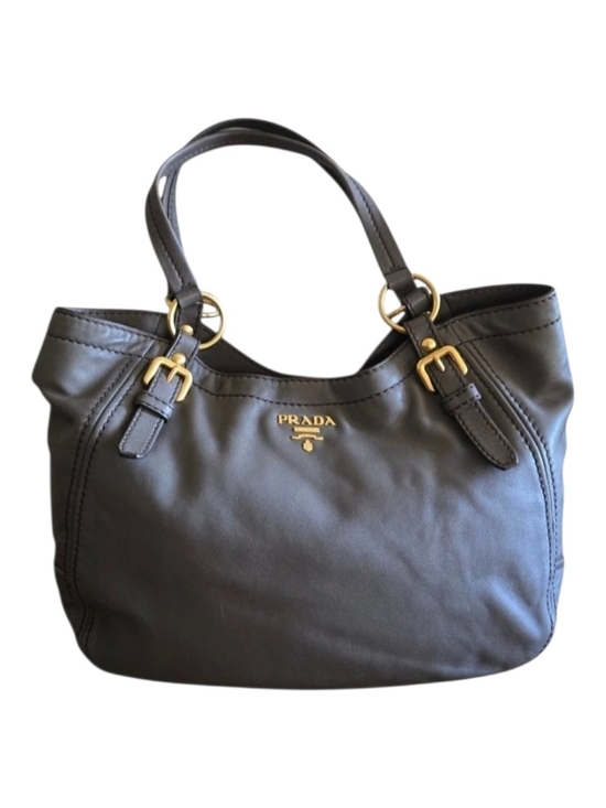 Prada Handbags - Prada Dark Brown Leather Shoulder Bag with Gold Hardware